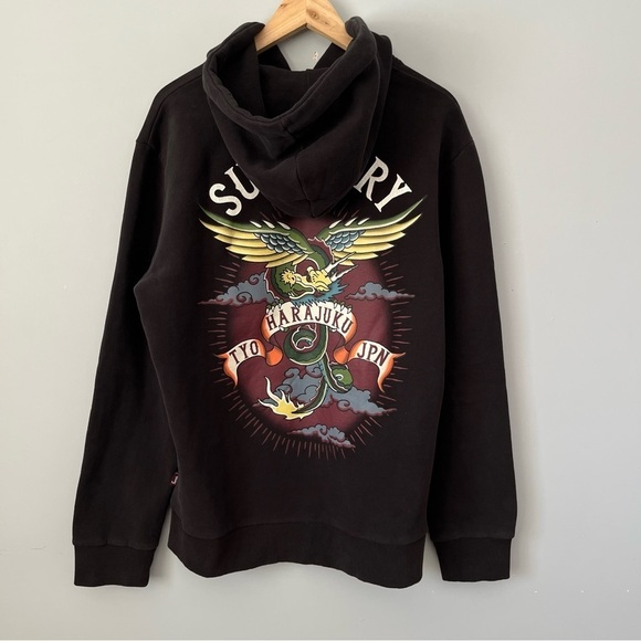 Superdry Eastern Asian Tattoo Graphic Fitted Hoodie Sweatshirt Size XLarge NWT - Picture 10 of 16